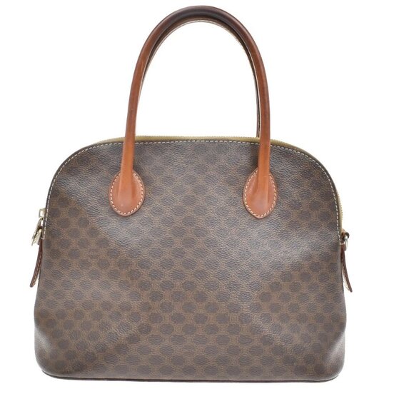 CELINE Logo Macadam Pattern Hand Bag PVC Leather Brown GHW Made in Italy 63KB139 - Picture 1 of 16